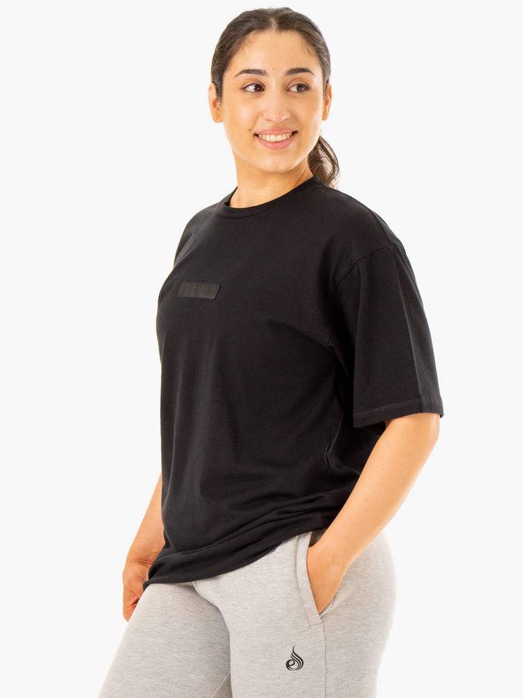 Ryderwear Women T Shirts Unisex Oversized Women's T Shirts Black | CA1419KI