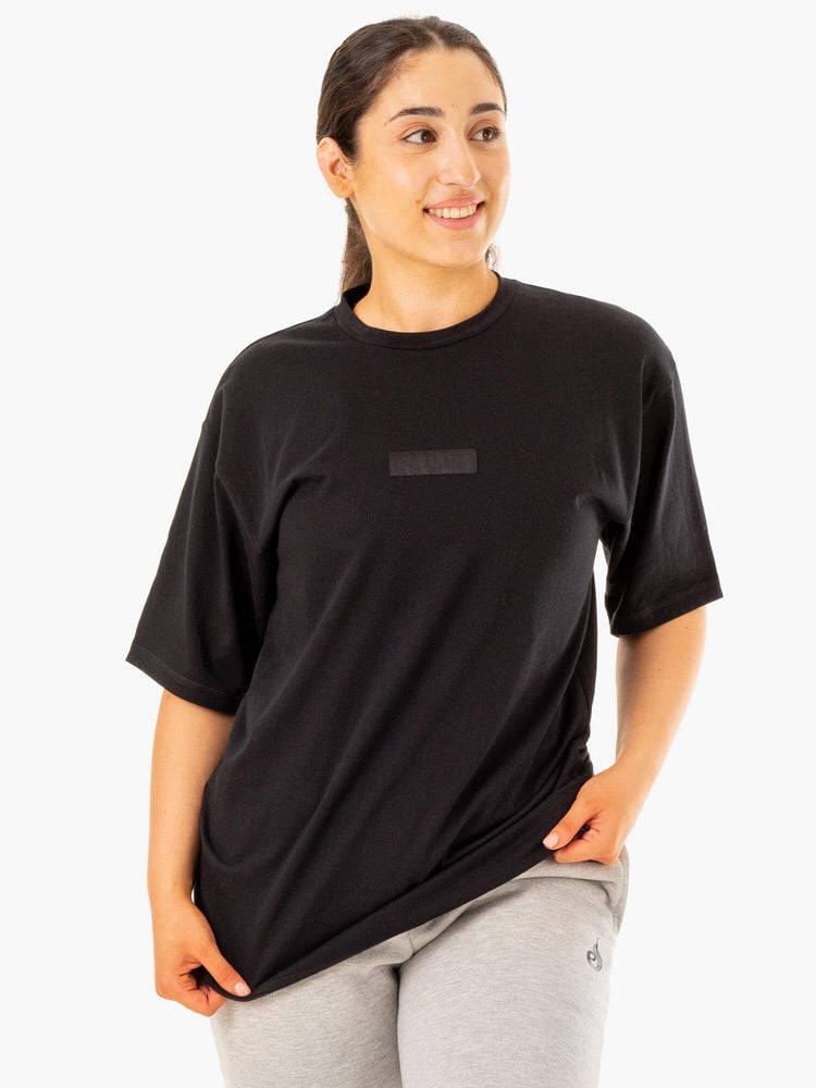 Ryderwear Women T Shirts Unisex Oversized Women's T Shirts Black | CA1419KI