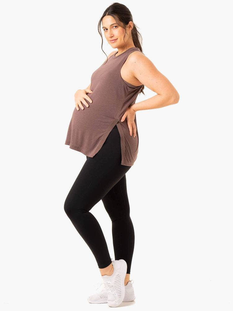 Ryderwear Women Tanks Active Bump Women's Tanks Chocolate | CA1347BC