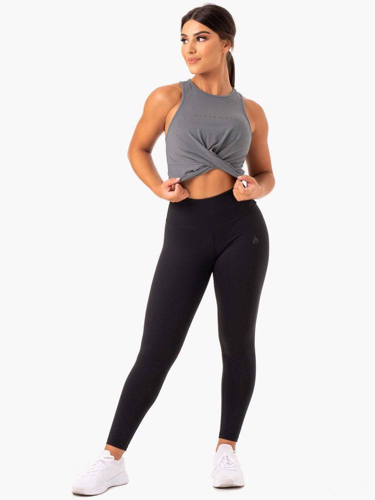 Ryderwear Women Tanks Adapt Twist Cropped Women's Tanks Grey | CA1173YU