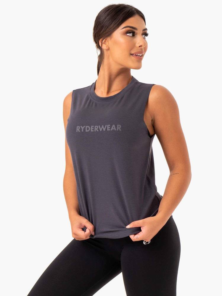 Ryderwear Women Tanks Base Regular Cut Women's Tanks Charcoal | CA1179SO