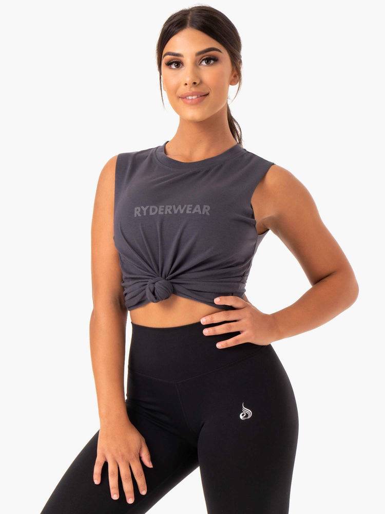 Ryderwear Women Tanks Base Regular Cut Women's Tanks Charcoal | CA1179SO