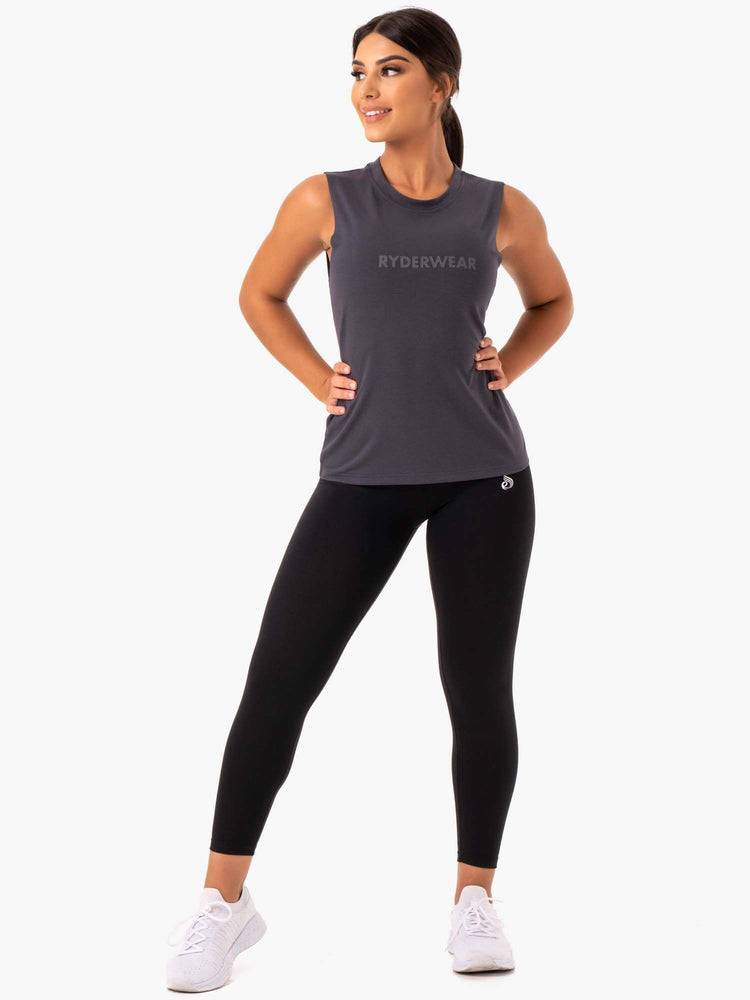 Ryderwear Women Tanks Base Regular Cut Women's Tanks Charcoal | CA1179SO