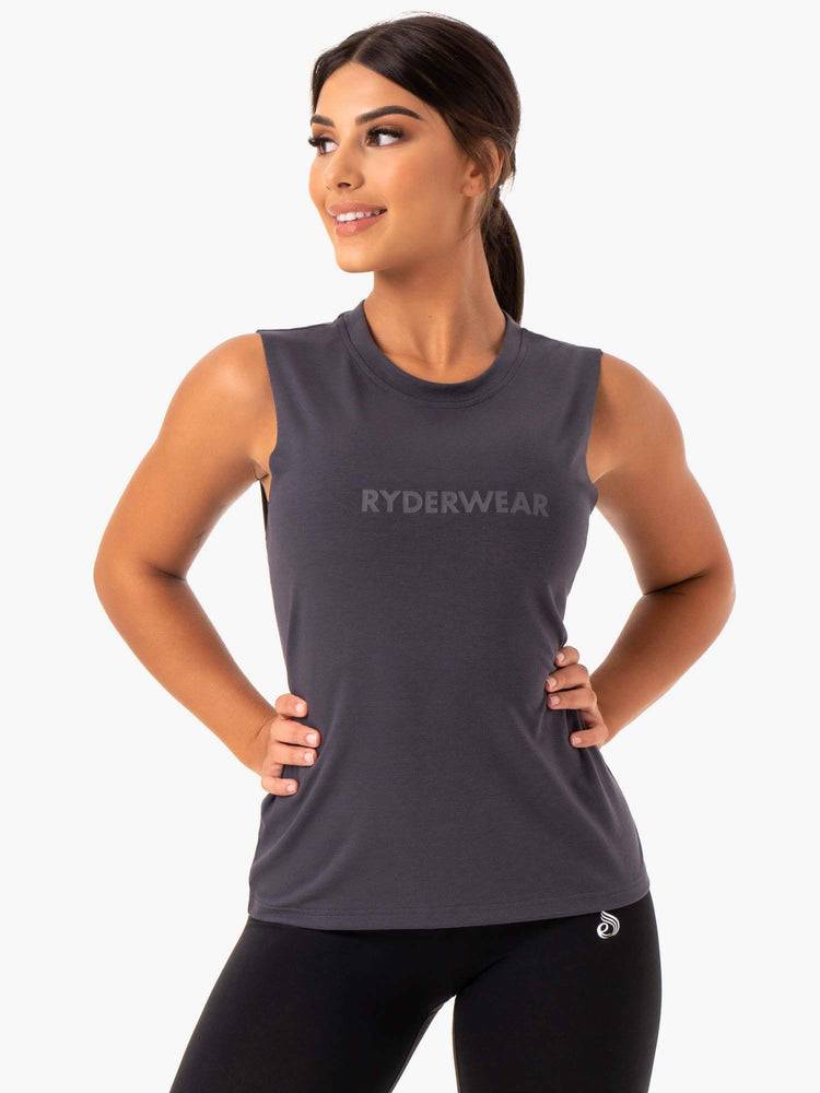 Ryderwear Women Tanks Base Regular Cut Women\'s Tanks Charcoal | CA1179SO