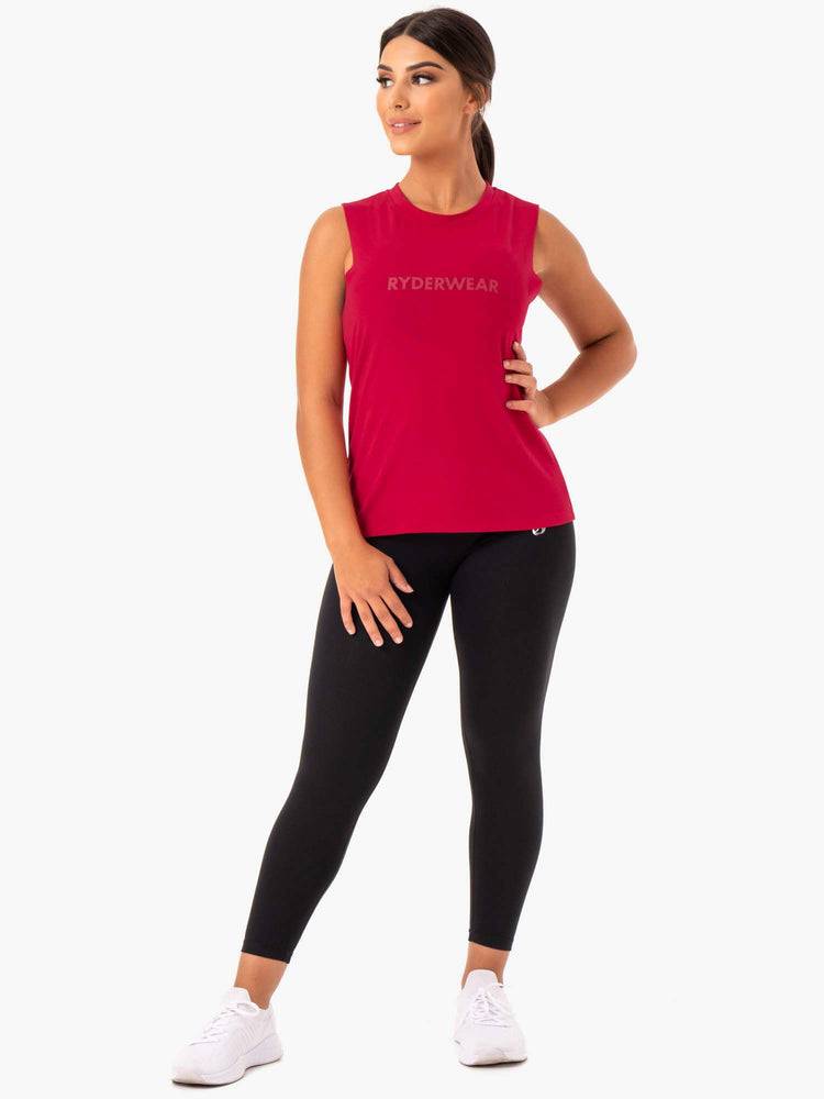 Ryderwear Women Tanks Base Regular Cut Women's Tanks Cherry Red | CA1181FM