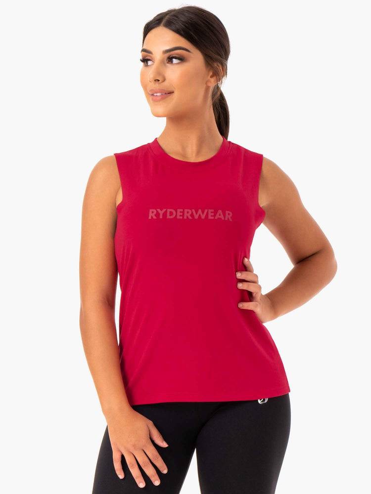 Ryderwear Women Tanks Base Regular Cut Women\'s Tanks Cherry Red | CA1181FM