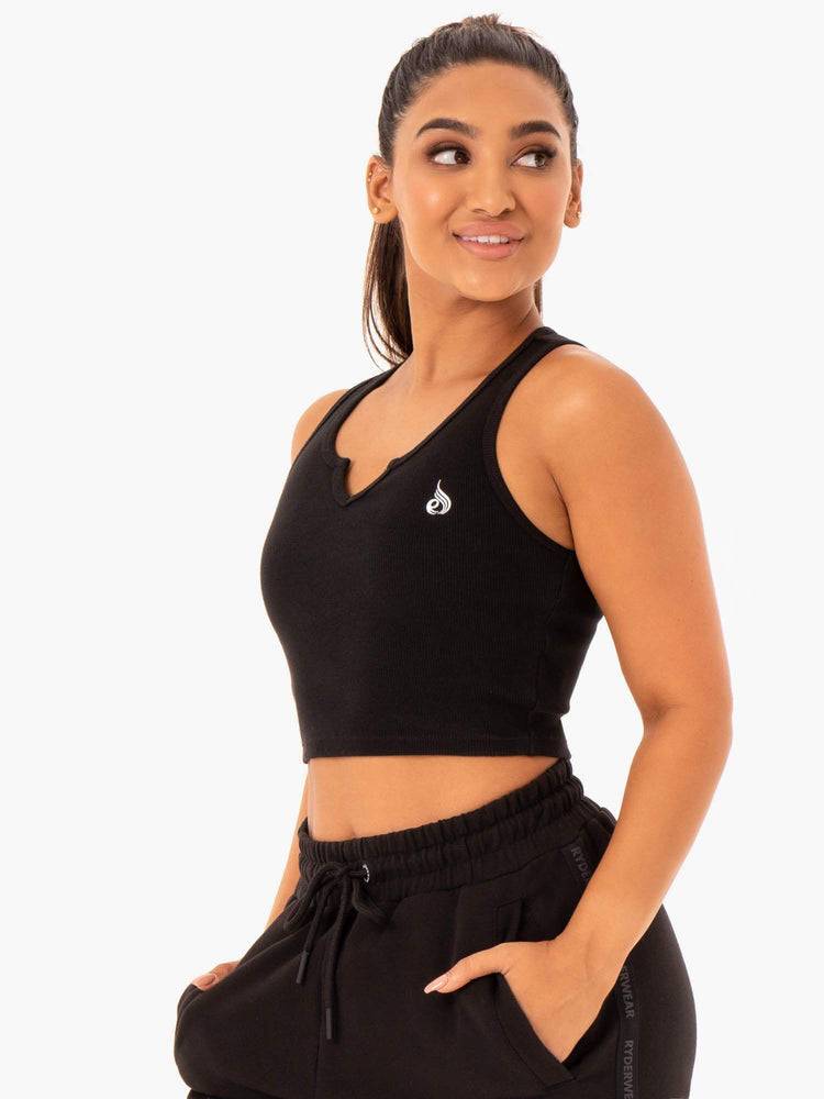 Ryderwear Women Tanks Base V Split Women's Tanks Black | CA1137CE