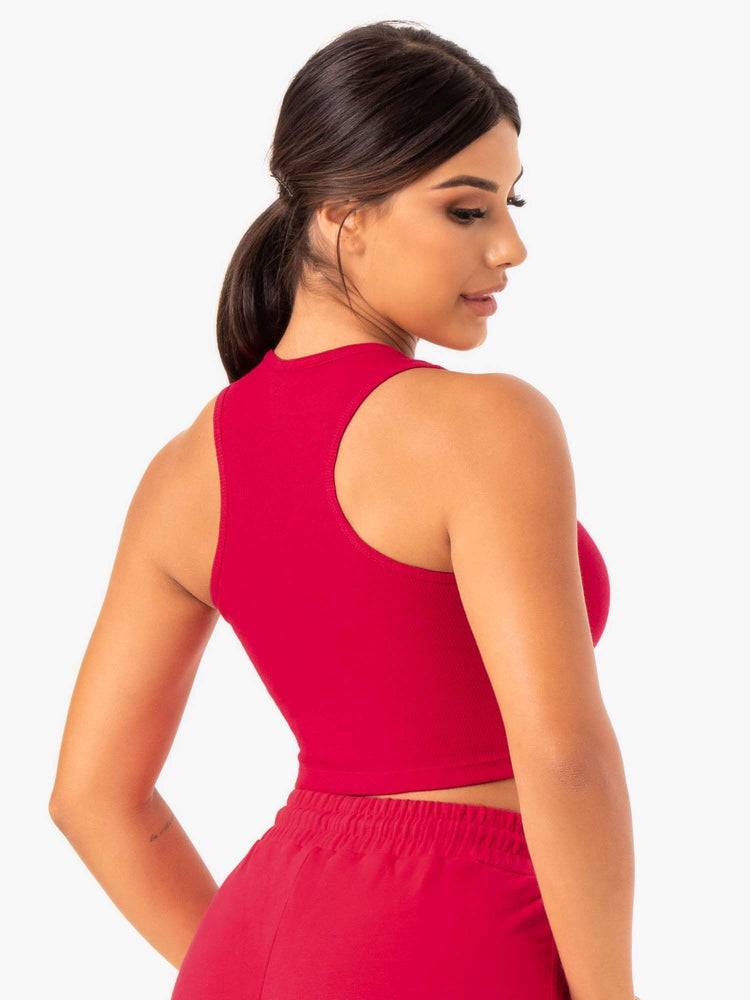 Ryderwear Women Tanks Base V Split Women's Tanks Cherry Red | CA1175IS