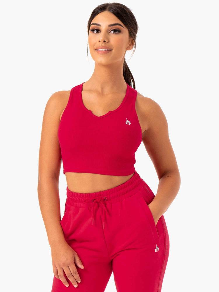 Ryderwear Women Tanks Base V Split Women\'s Tanks Cherry Red | CA1175IS