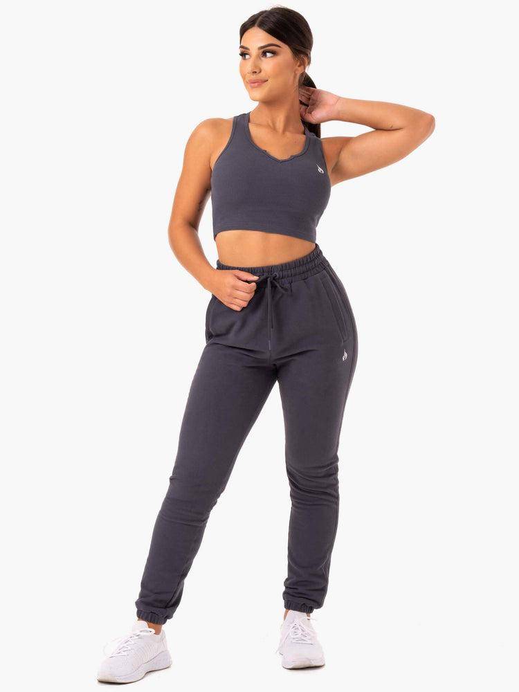 Ryderwear Women Tanks Base V Split Women's Tanks Charcoal | CA1178AP