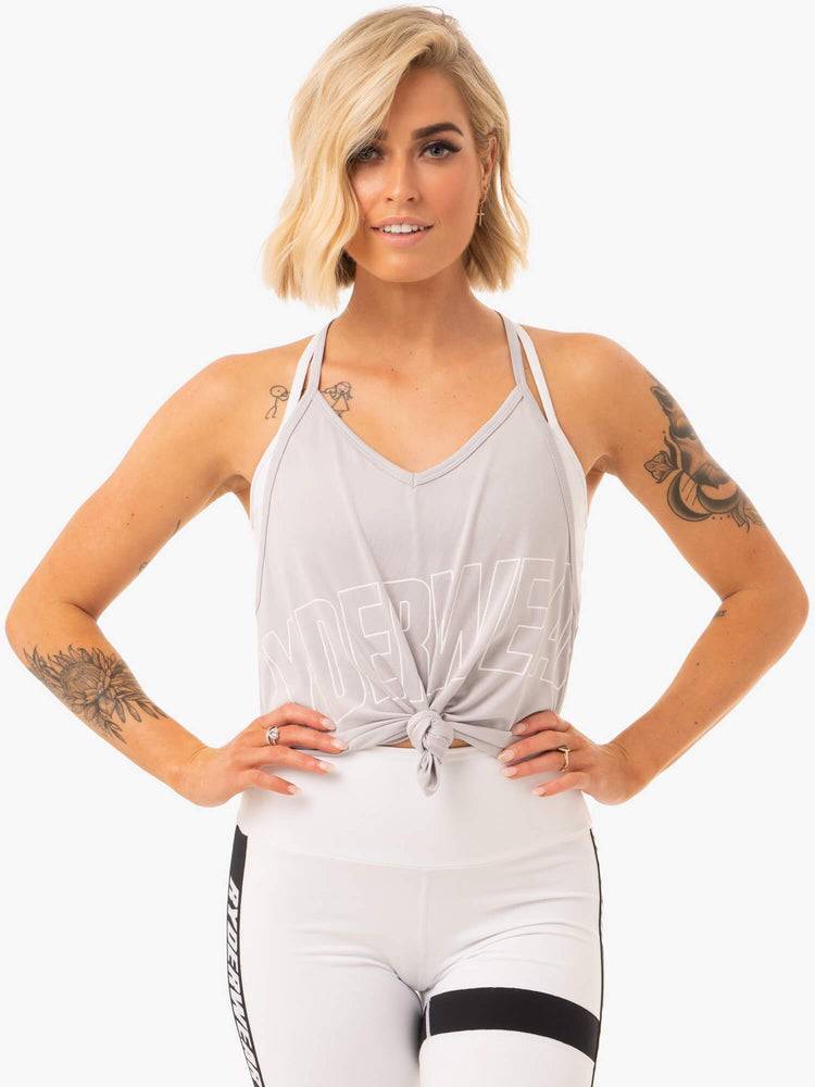 Ryderwear Women Tanks Courtside Slinky T-Back Women's Tanks Grey | CA1131HK