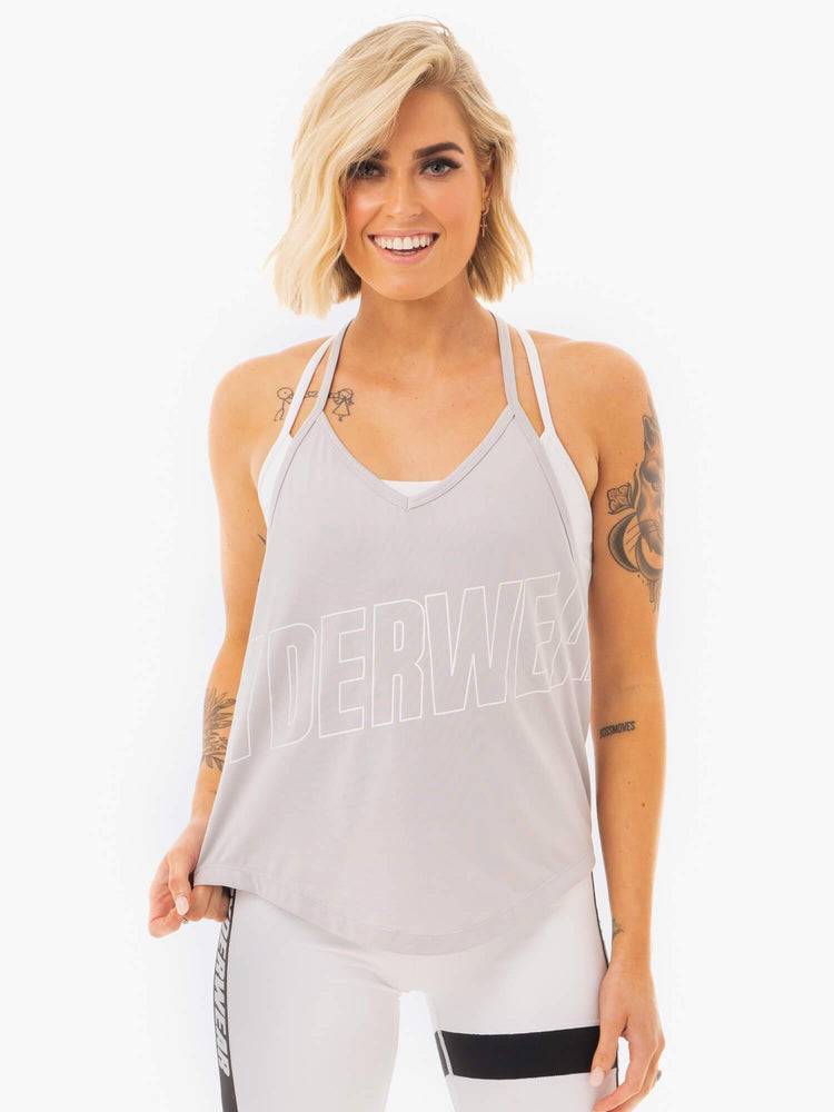 Ryderwear Women Tanks Courtside Slinky T-Back Women's Tanks Grey | CA1131HK