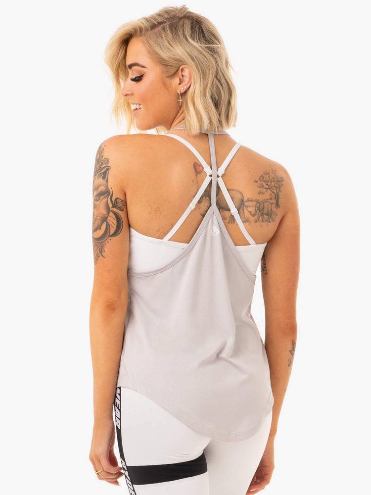 Ryderwear Women Tanks Courtside Slinky T-Back Women's Tanks Grey | CA1131HK