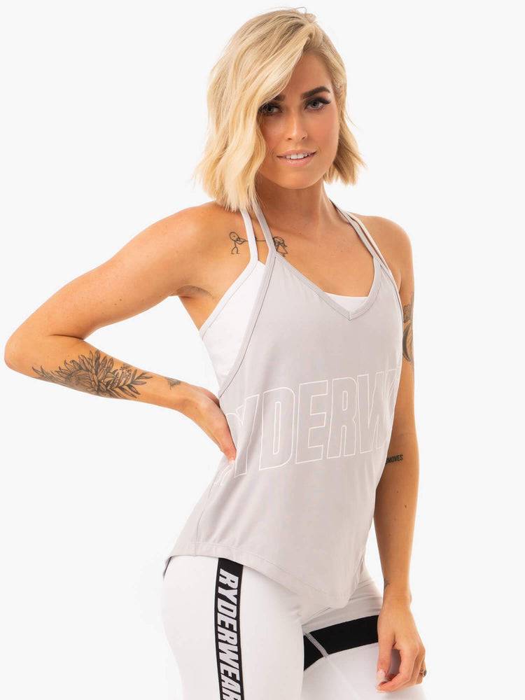 Ryderwear Women Tanks Courtside Slinky T-Back Women's Tanks Grey | CA1131HK