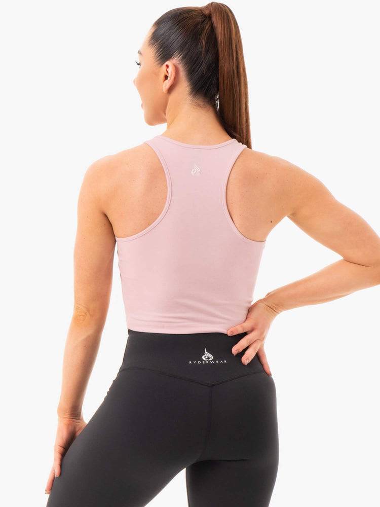 Ryderwear Women Tanks Cropped Racer Back Women's Tanks Pink | CA1157HK