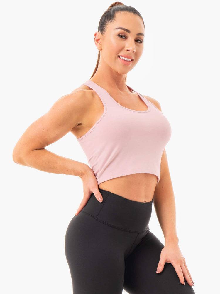 Ryderwear Women Tanks Cropped Racer Back Women's Tanks Pink | CA1157HK