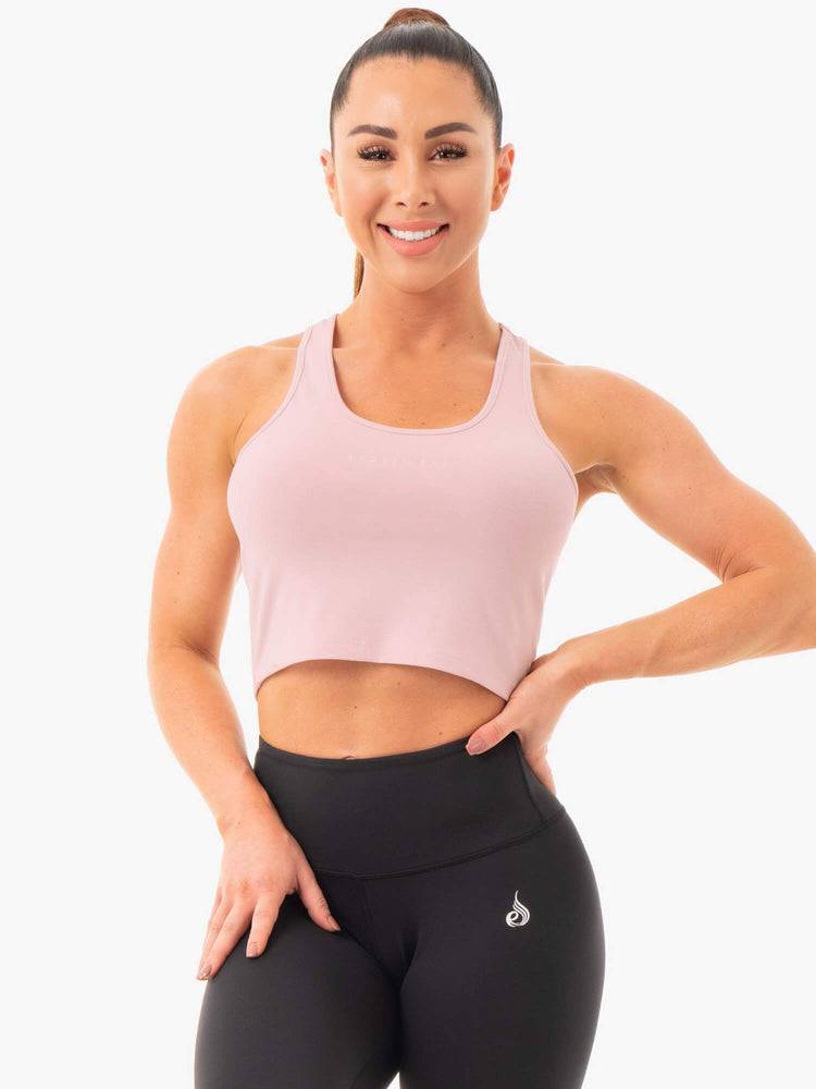 Ryderwear Women Tanks Cropped Racer Back Women\'s Tanks Pink | CA1157HK