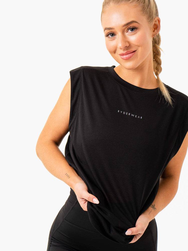 Ryderwear Women Tanks Element Wide Cut Women's Tanks Black | CA1239ZG