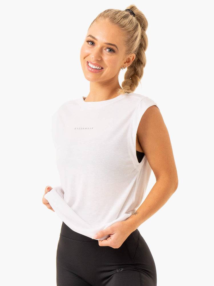 Ryderwear Women Tanks Element Wide Cut Women's Tanks White | CA1303YU