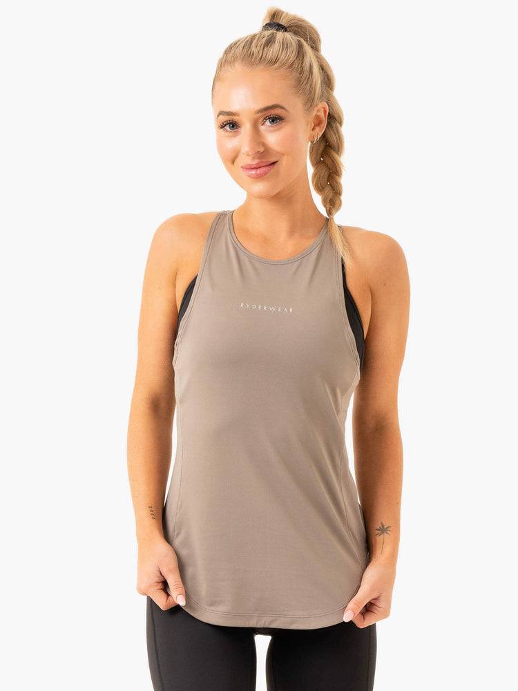 Ryderwear Women Tanks Elite Mesh Training Women's Tanks Taupe | CA1284DN