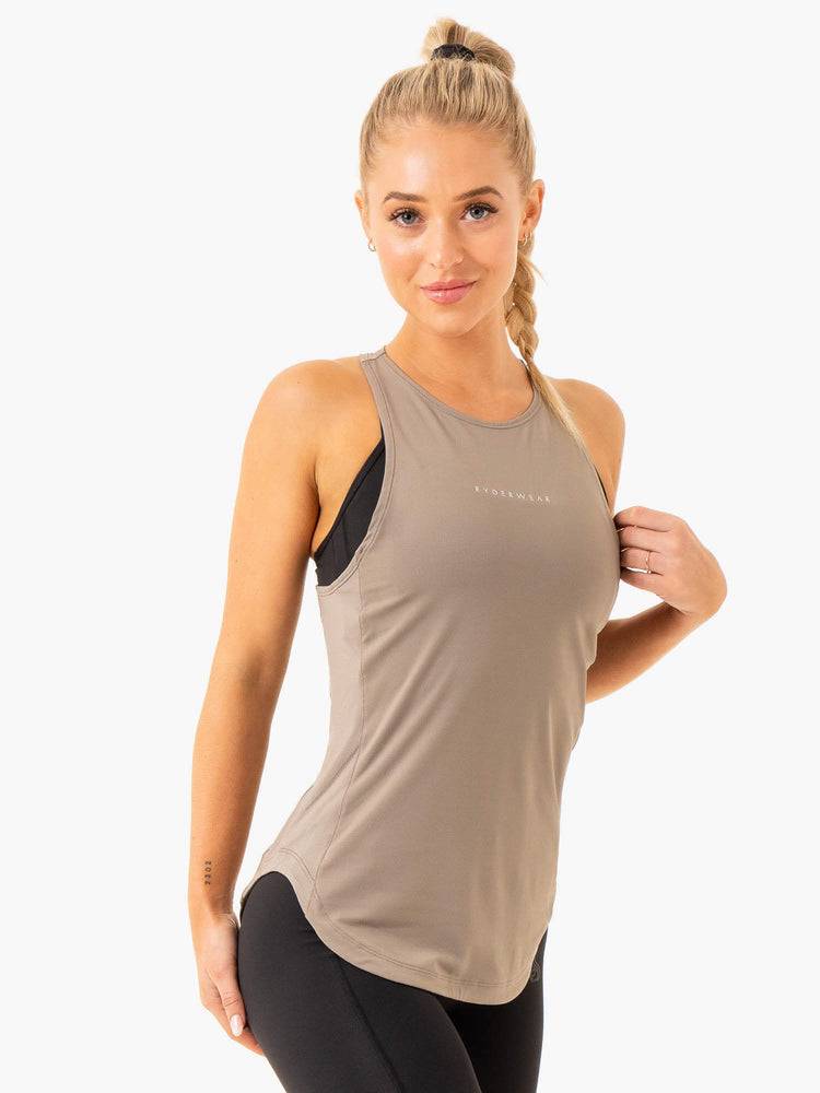 Ryderwear Women Tanks Elite Mesh Training Women\'s Tanks Taupe | CA1284DN