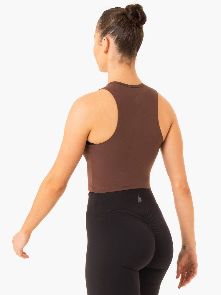 Ryderwear Women Tanks Embody Zip Up Crop Women's Tanks Chocolate | CA1330UT