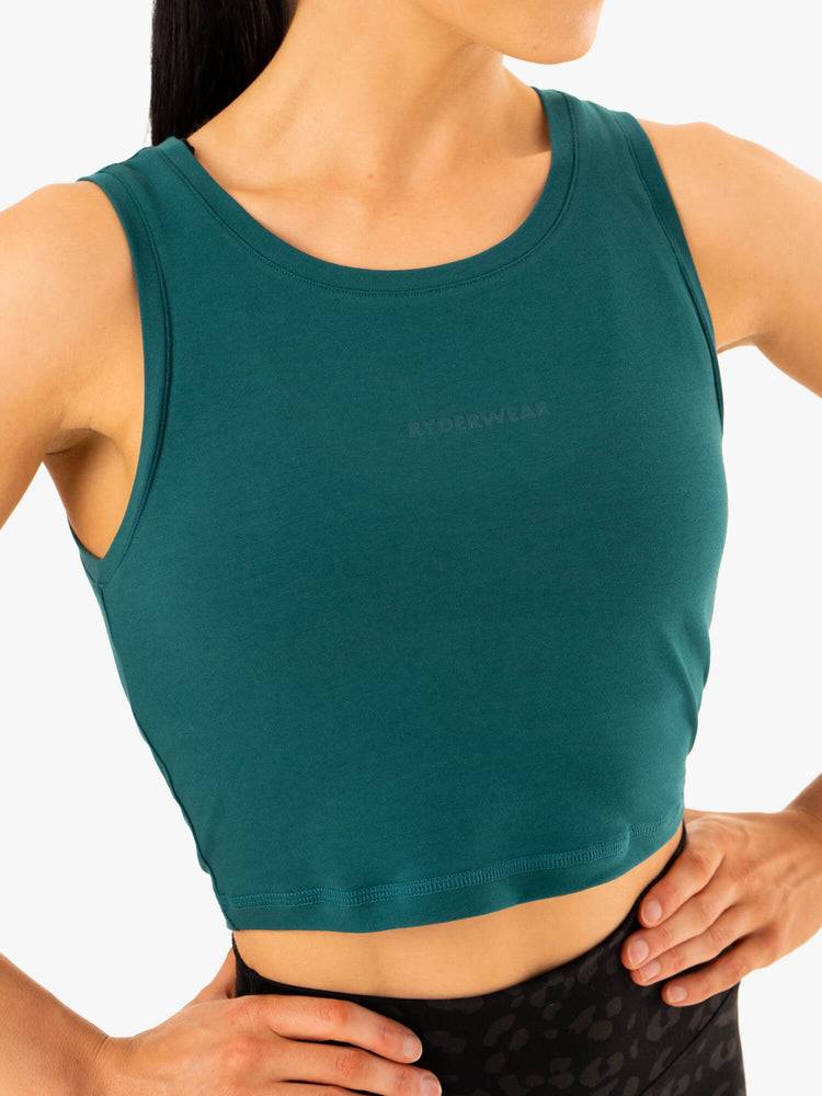 Ryderwear Women Tanks Evolution Cotton Women's Tanks Teal | CA1221WY