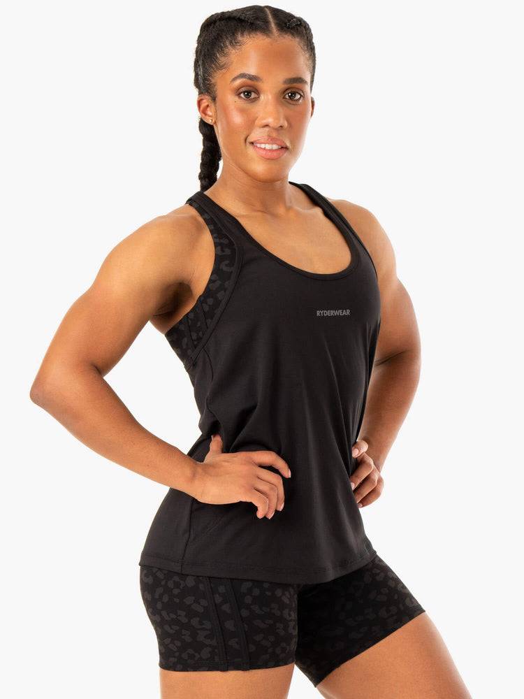 Ryderwear Women Tanks Evolution Racer Back Women's Tanks Black | CA1193MA