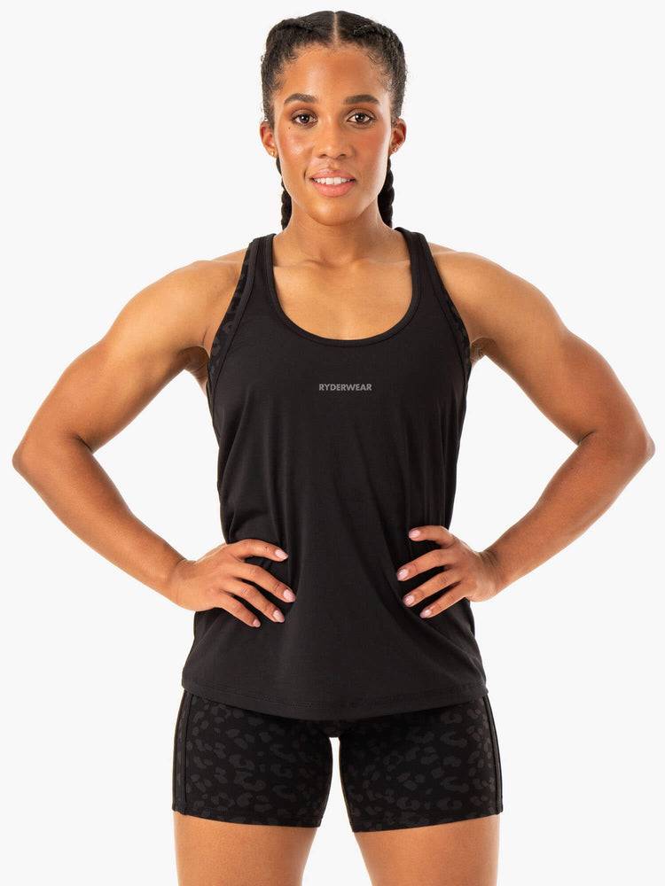 Ryderwear Women Tanks Evolution Racer Back Women's Tanks Black | CA1193MA