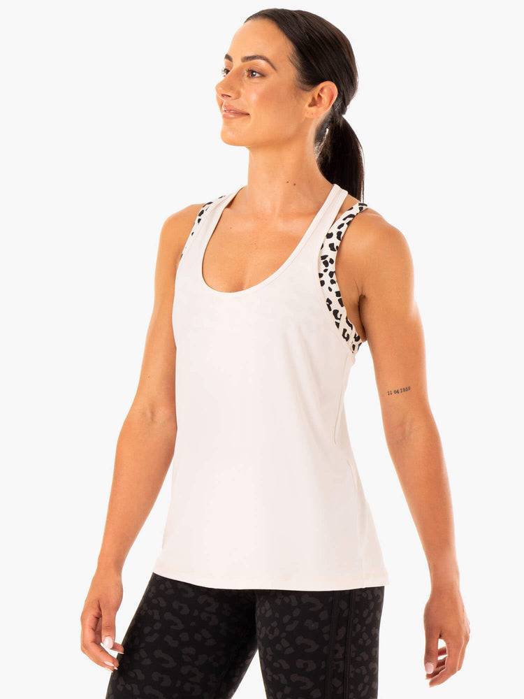 Ryderwear Women Tanks Evolution Racer Back Women's Tanks Ivory | CA1238LH