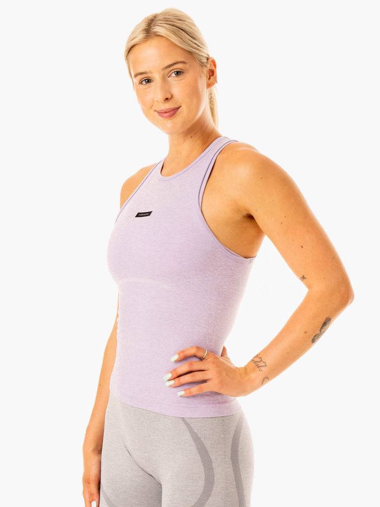 Ryderwear Women Tanks Excel Seamless Mid Length Women's Tanks Lavender Marl | CA1300EX