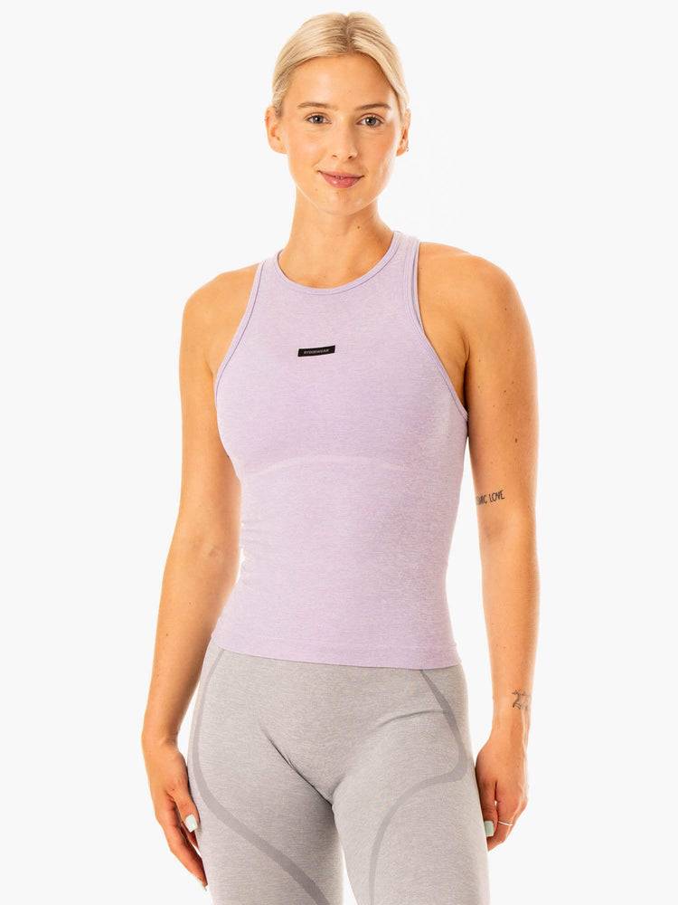 Ryderwear Women Tanks Excel Seamless Mid Length Women\'s Tanks Lavender Marl | CA1300EX