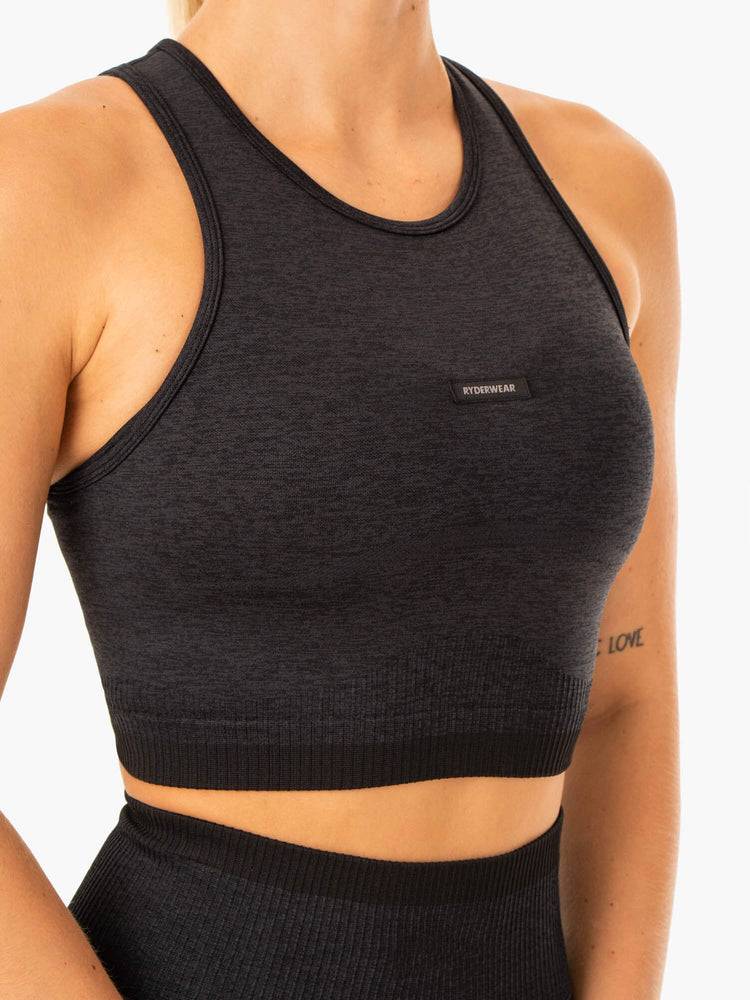 Ryderwear Women Tanks Excel Seamless Women's Tanks Black Marl | CA1191BC