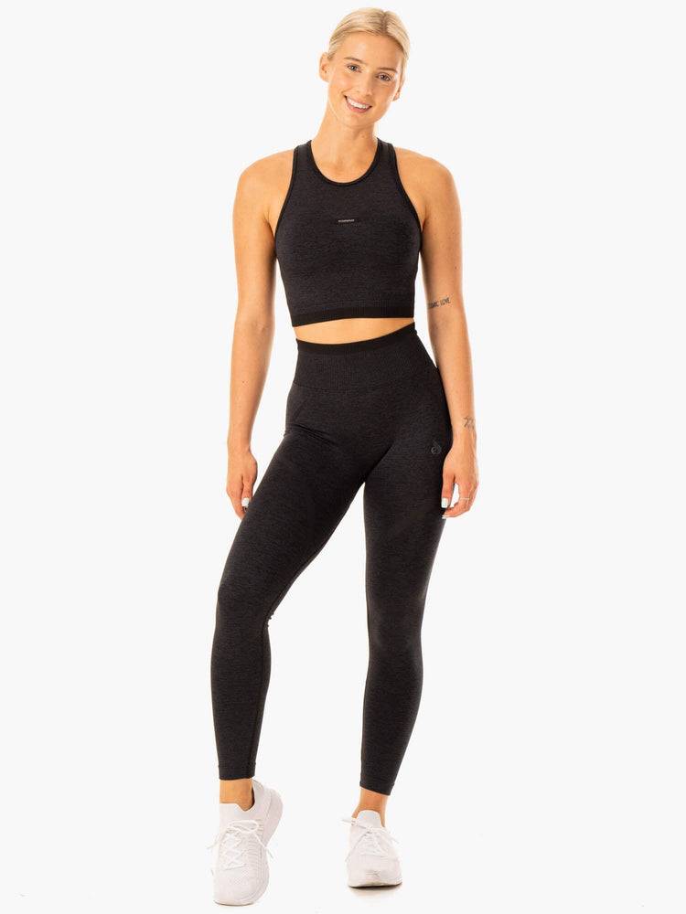 Ryderwear Women Tanks Excel Seamless Women's Tanks Black Marl | CA1191BC