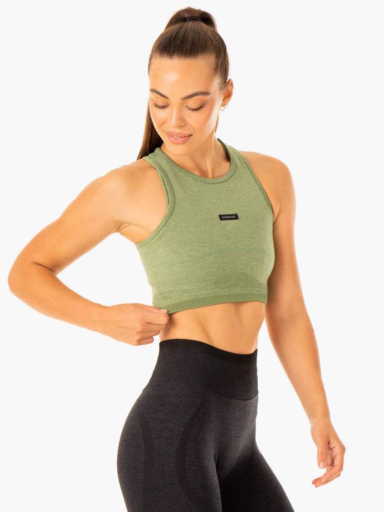 Ryderwear Women Tanks Excel Seamless Women's Tanks Moss Green Marl | CA1251YU