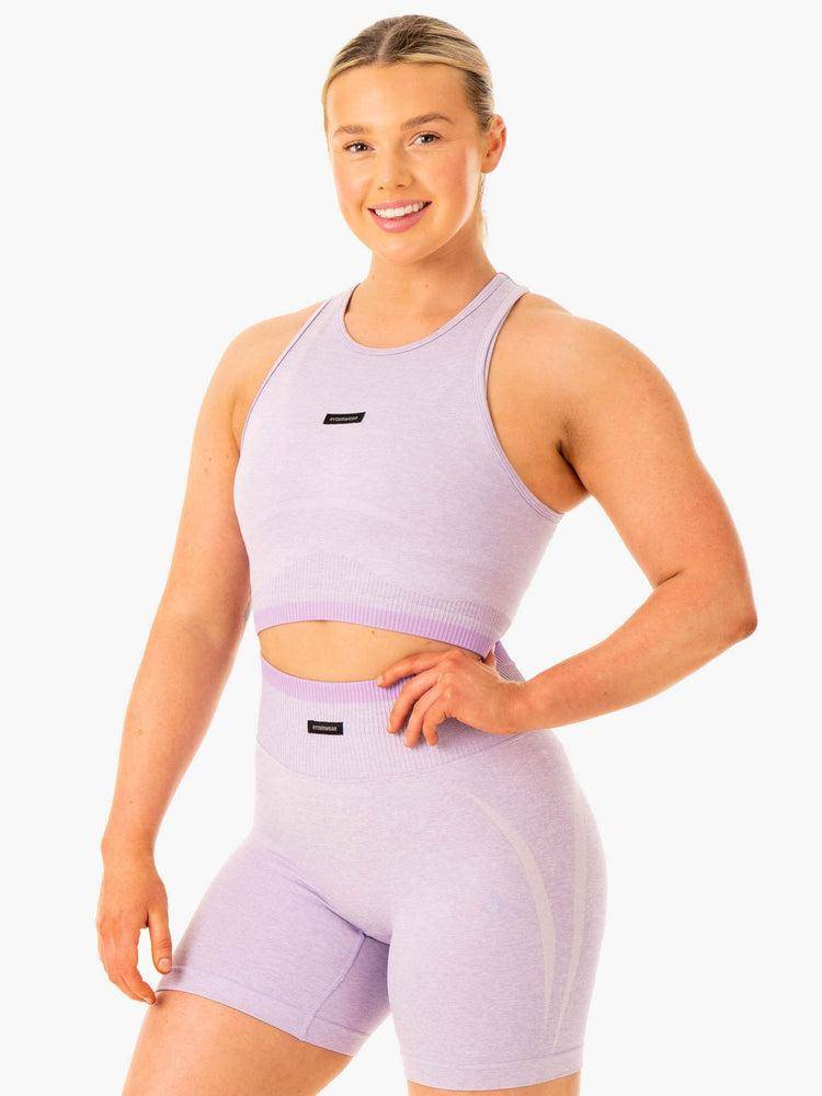 Ryderwear Women Tanks Excel Seamless Women's Tanks Lavender Marl | CA1278UT