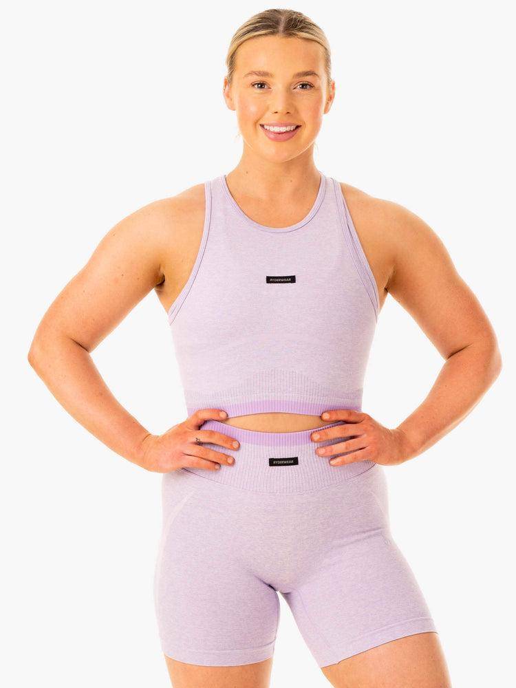 Ryderwear Women Tanks Excel Seamless Women's Tanks Lavender Marl | CA1278UT