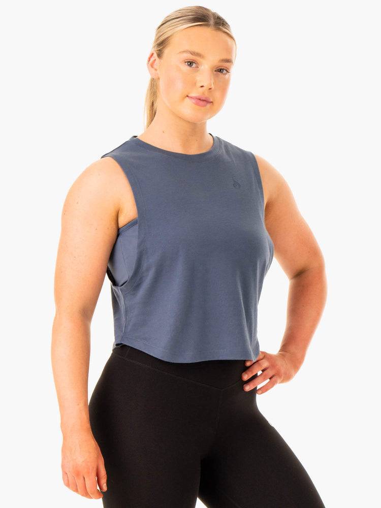 Ryderwear Women Tanks Flow Scoop Women's Tanks Steel Blue | CA1311FM