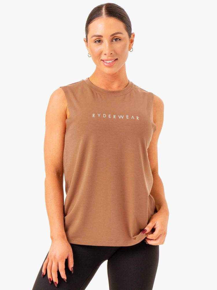 Ryderwear Women Tanks Foundation Muscle Women's Tanks Mocha | CA1267CE