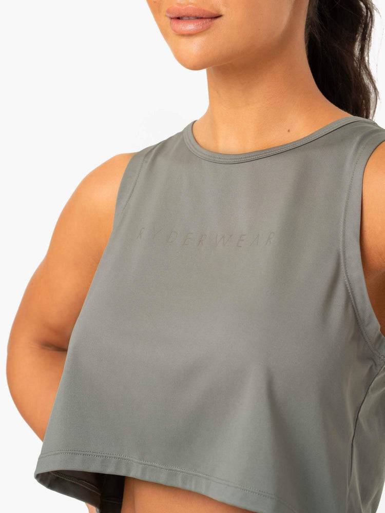 Ryderwear Women Tanks Hybrid Muscle Women's Tanks Khaki | CA1150OR