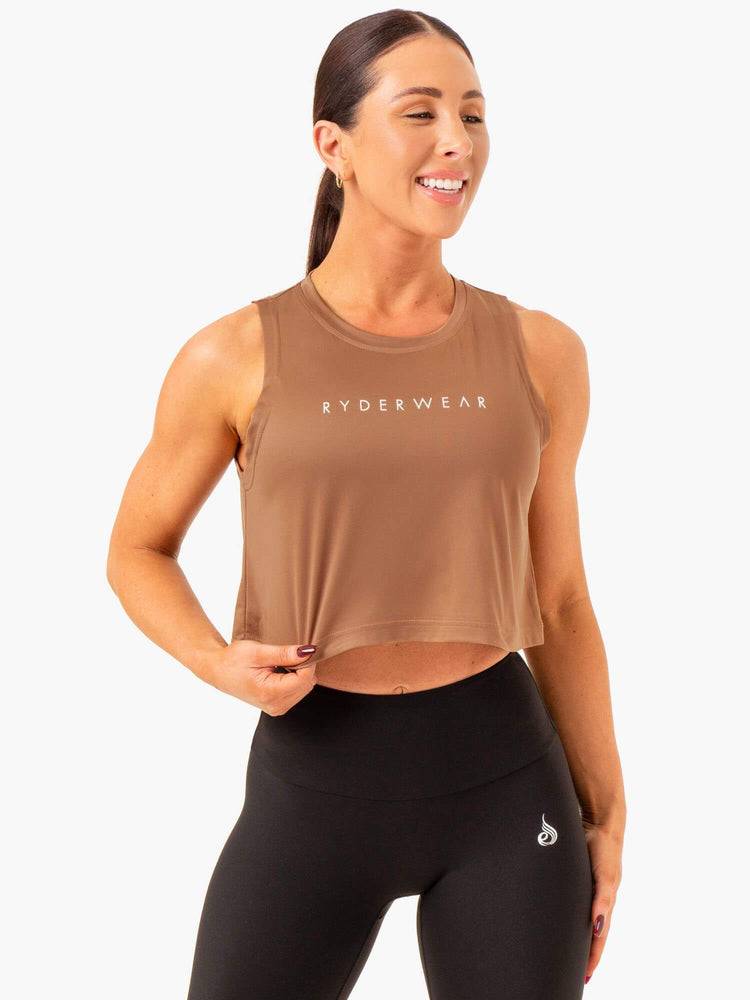 Ryderwear Women Tanks Hybrid Muscle Women's Tanks Mocha | CA1240XF