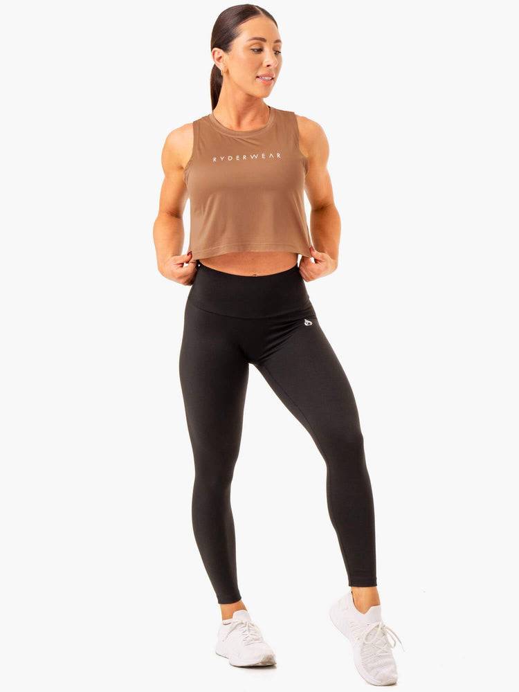 Ryderwear Women Tanks Hybrid Muscle Women's Tanks Mocha | CA1240XF