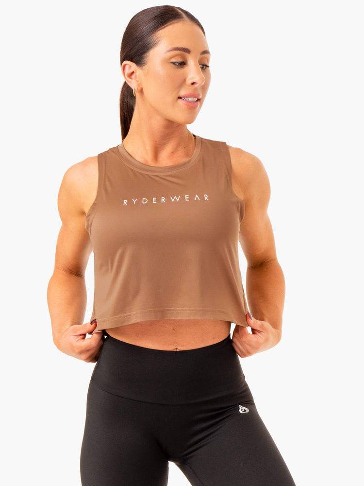 Ryderwear Women Tanks Hybrid Muscle Women\'s Tanks Mocha | CA1240XF