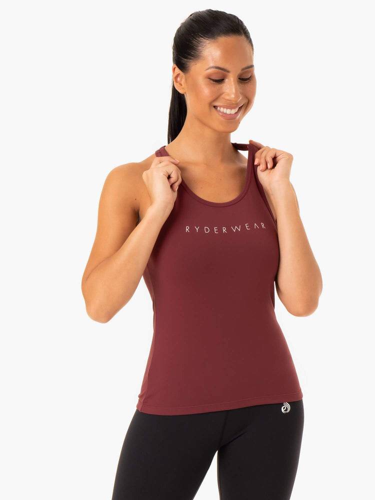 Ryderwear Women Tanks Hype Racer Back Women\'s Tanks Burgundy | CA1184JJ