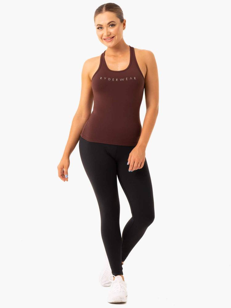 Ryderwear Women Tanks Hype Racer Back Women's Tanks Chocolate | CA1204AP