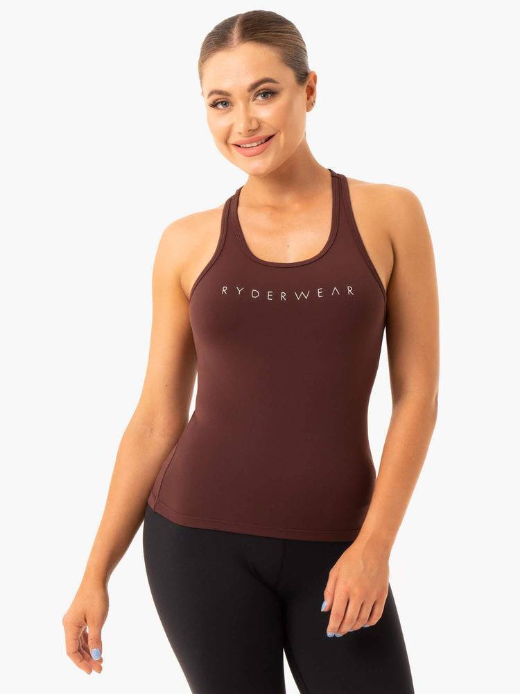 Ryderwear Women Tanks Hype Racer Back Women\'s Tanks Chocolate | CA1204AP