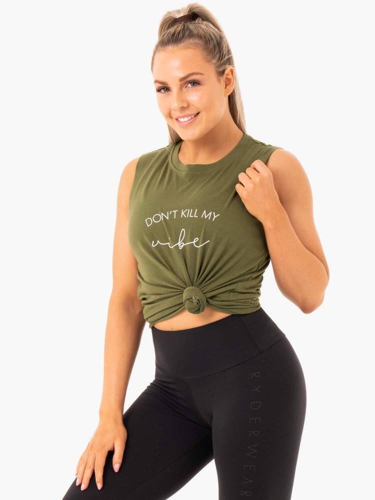 Ryderwear Women Tanks Ladies Baller Women's Tanks Khaki | CA1147YU