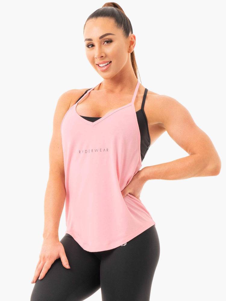 Ryderwear Women Tanks Luxe T-Back Women's Tanks Pink | CA1215CE