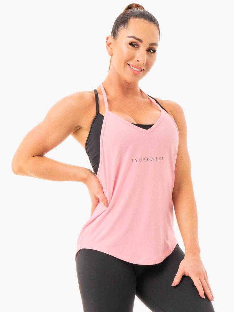 Ryderwear Women Tanks Luxe T-Back Women's Tanks Pink | CA1215CE