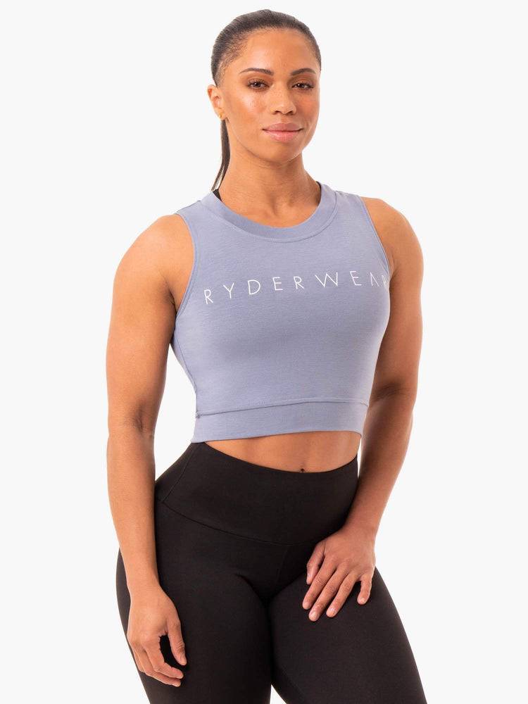 Ryderwear Women Tanks Motion Crop Top Women's Tanks Steel Grey | CA1199YU